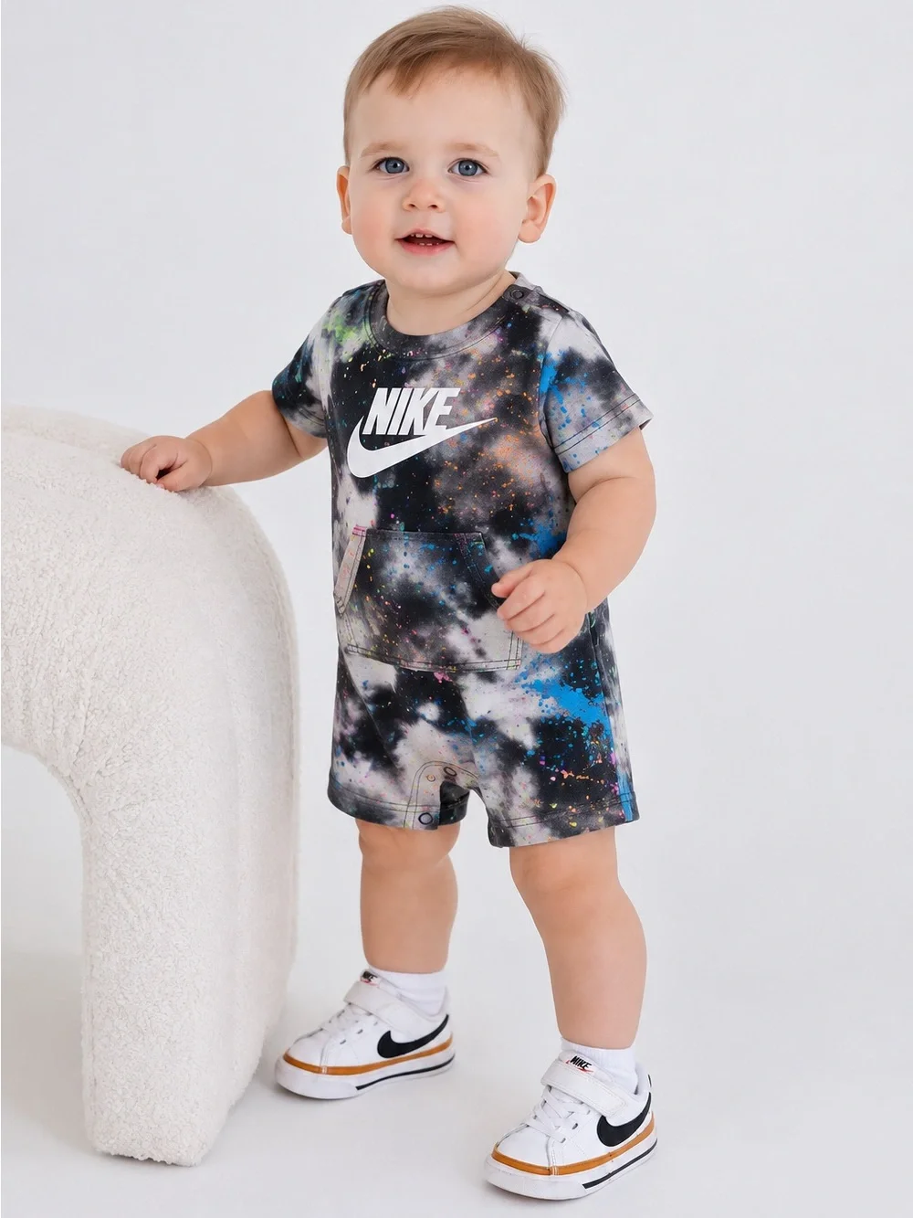Nike Baby Boys Paint Splatter Tie Dye Romper Size 12M